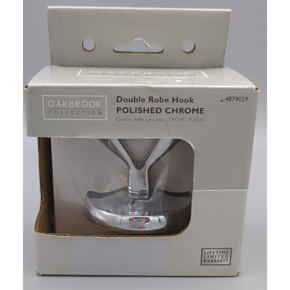 Oakbrook Collection Double Robe Hook Polished Chrome Zinc 2 in Hook 30 lb